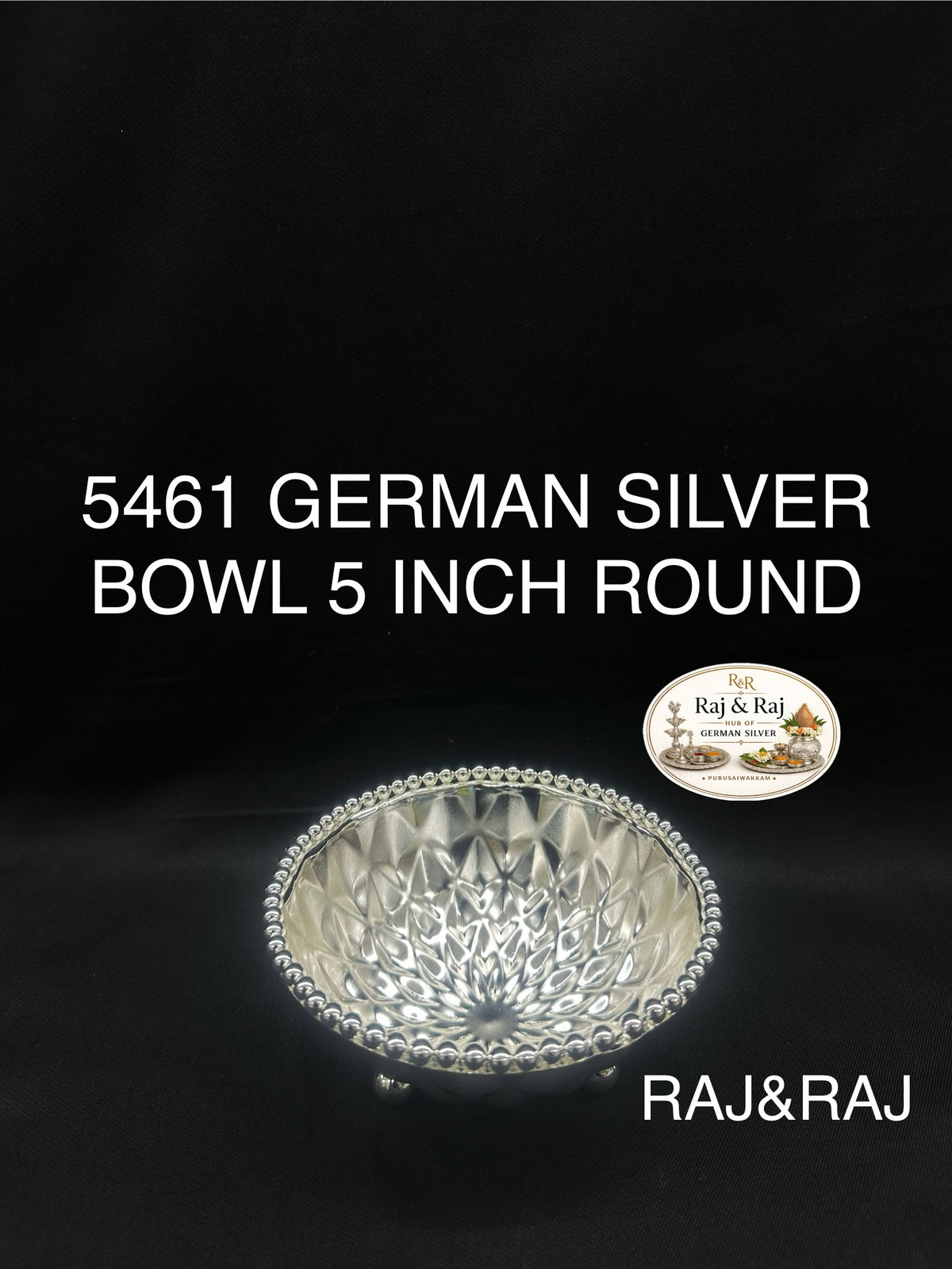 5461 German Silver Bowl Round 5 Inch
