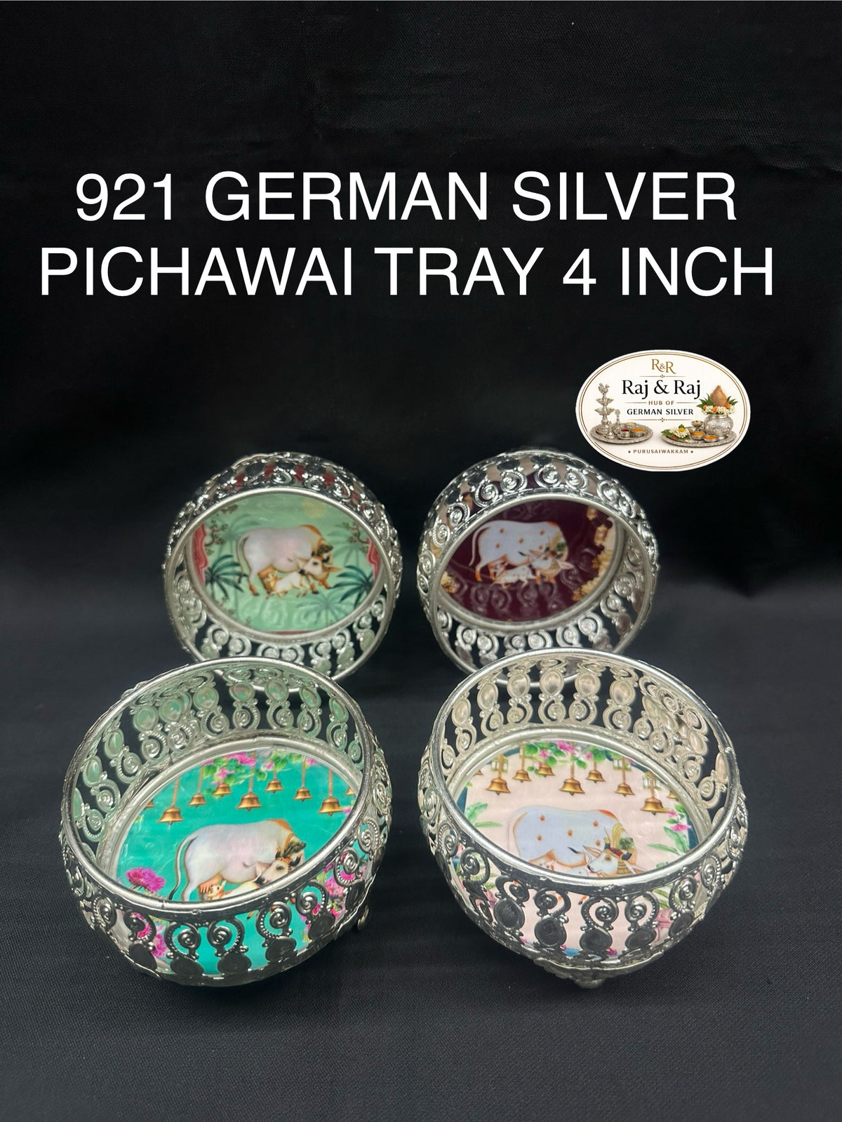 921 German Silver Pichawai Tray 4 Inch