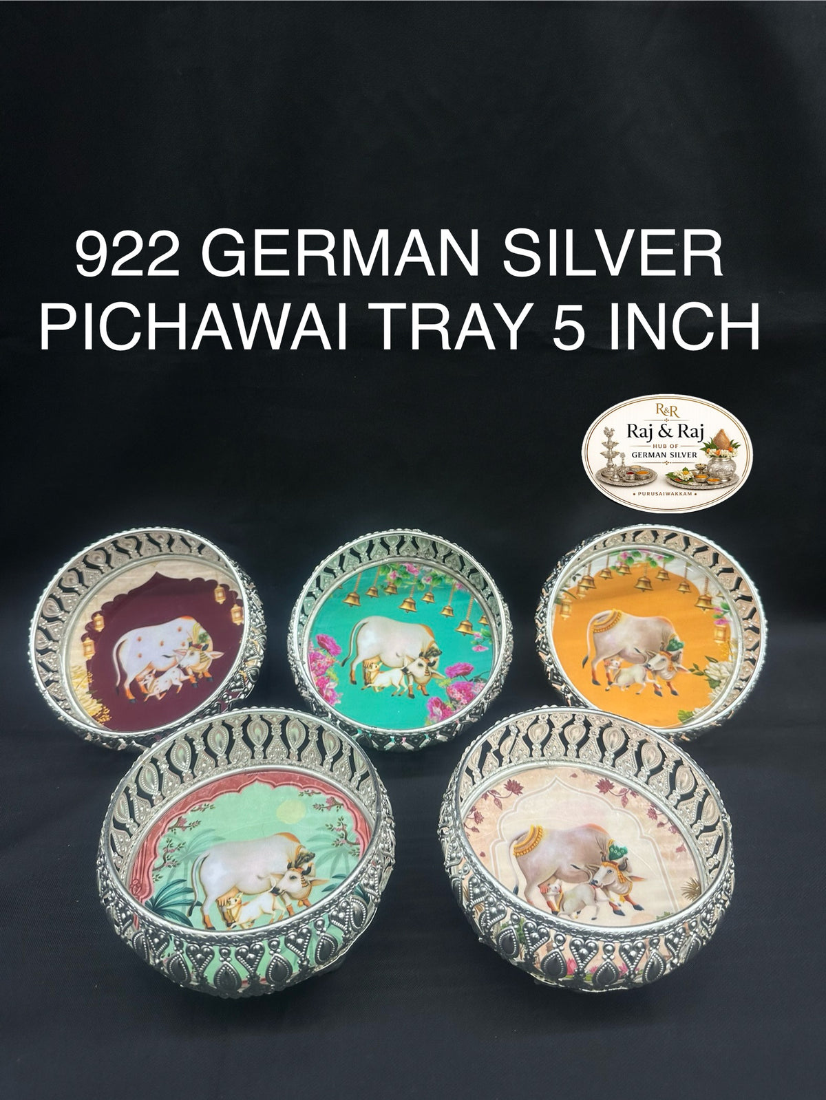 922 German Silver Pichawai Tray 5 Inch