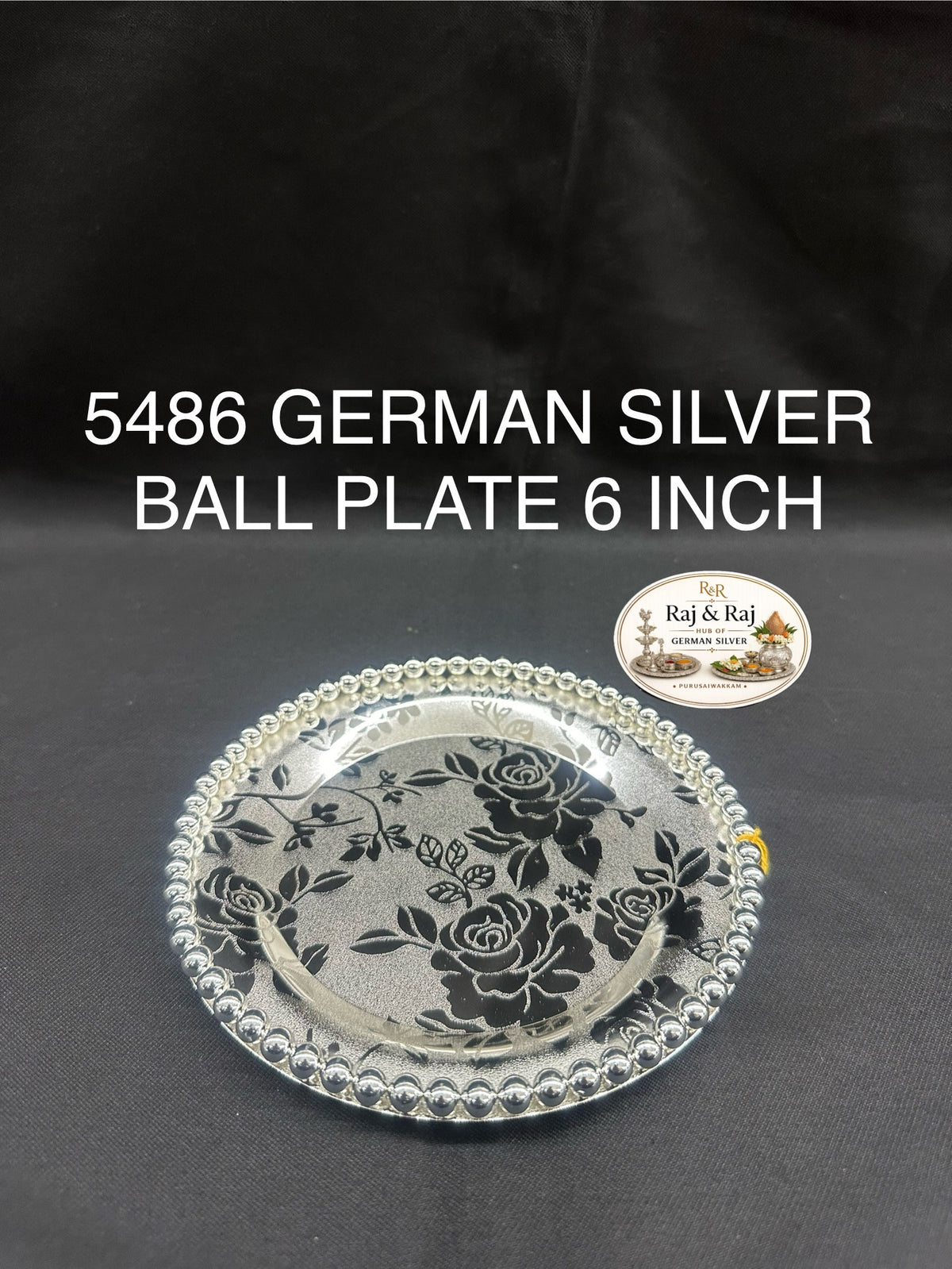 5486 German Silver Ball Plate Round 6 Inch