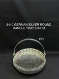 German Silver Round Handle Tray 6 Inch