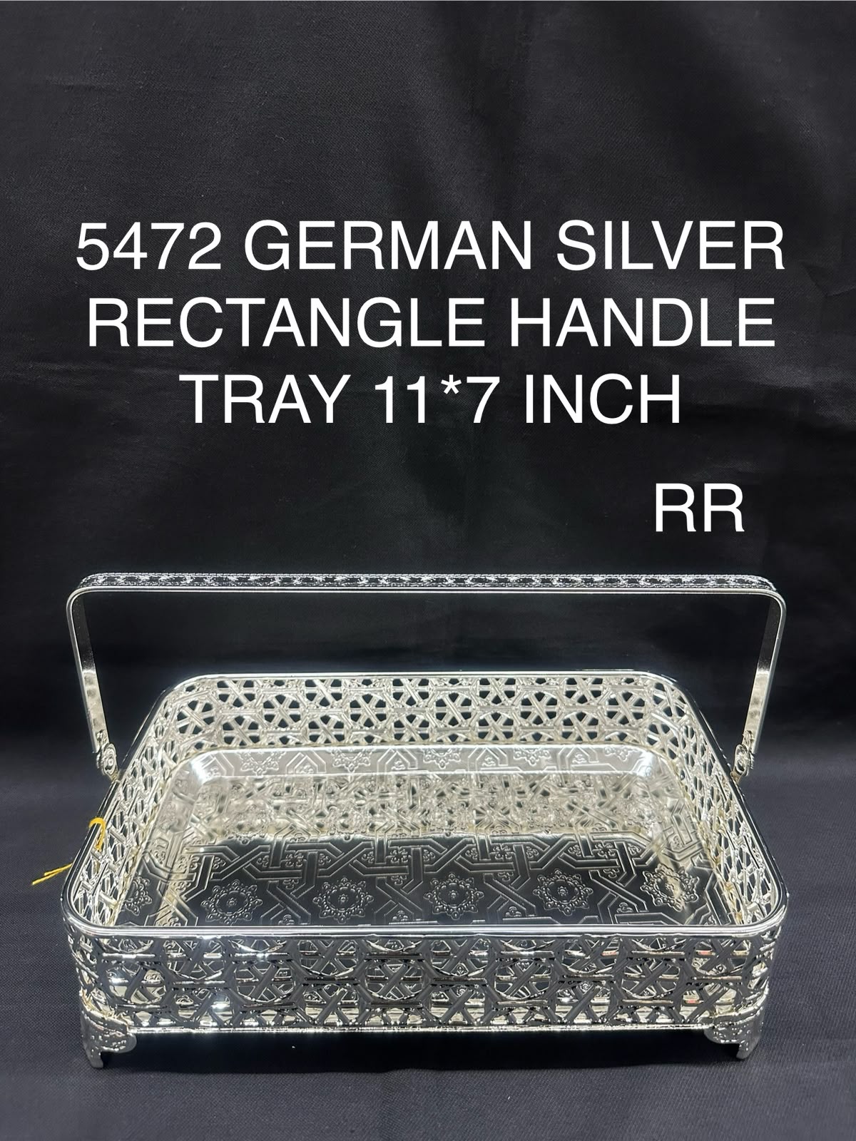 5472 German silver flower handle basket 11*7 inch
