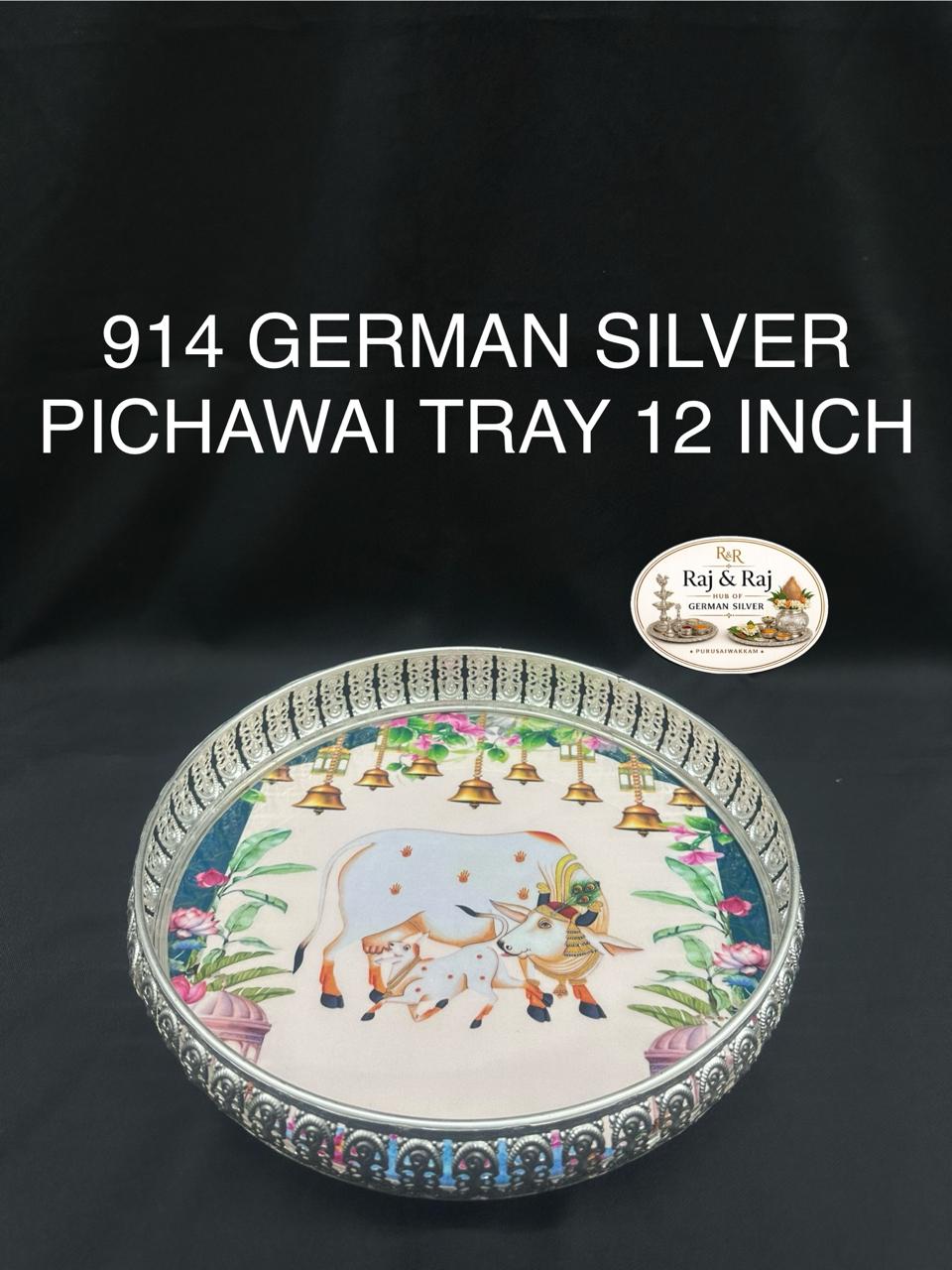 914 German Silver Pichawai Tray 12 Inch