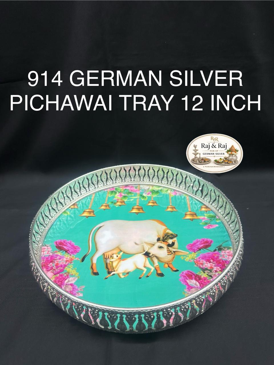 914 German Silver Pichawai Tray 12 Inch