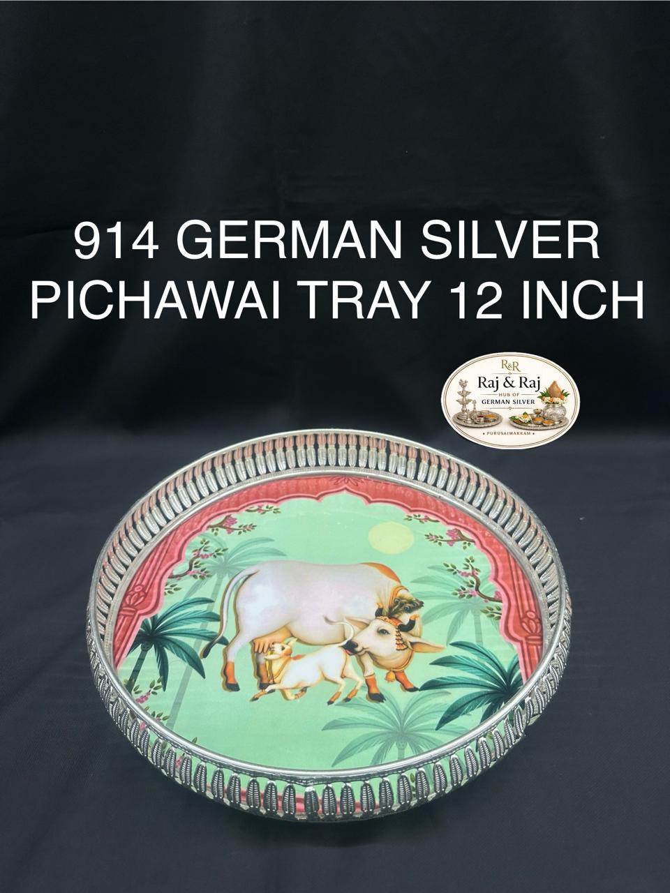 914 German Silver Pichawai Tray 12 Inch