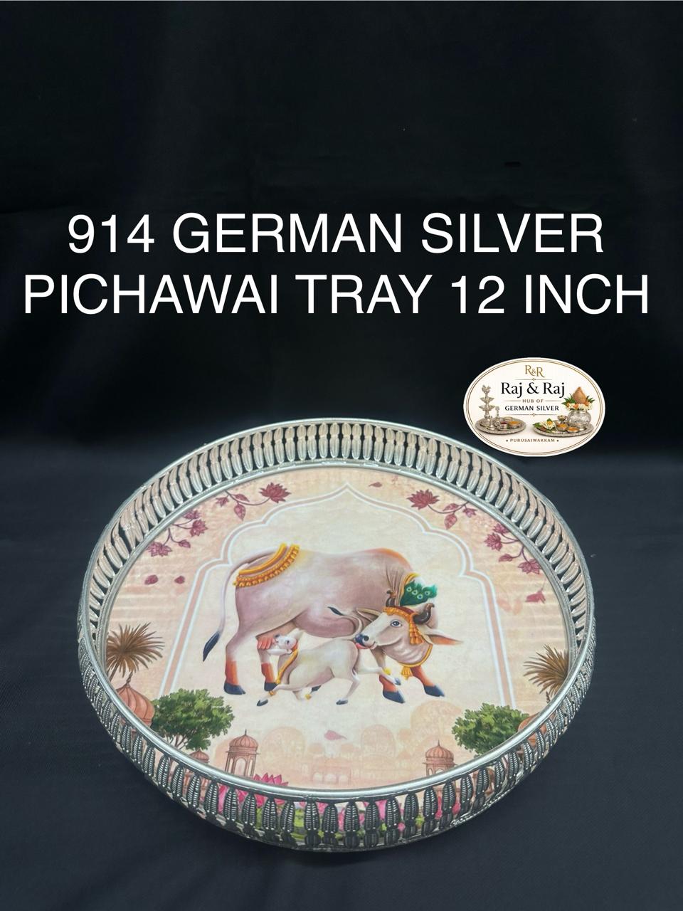 914 German Silver Pichawai Tray 12 Inch