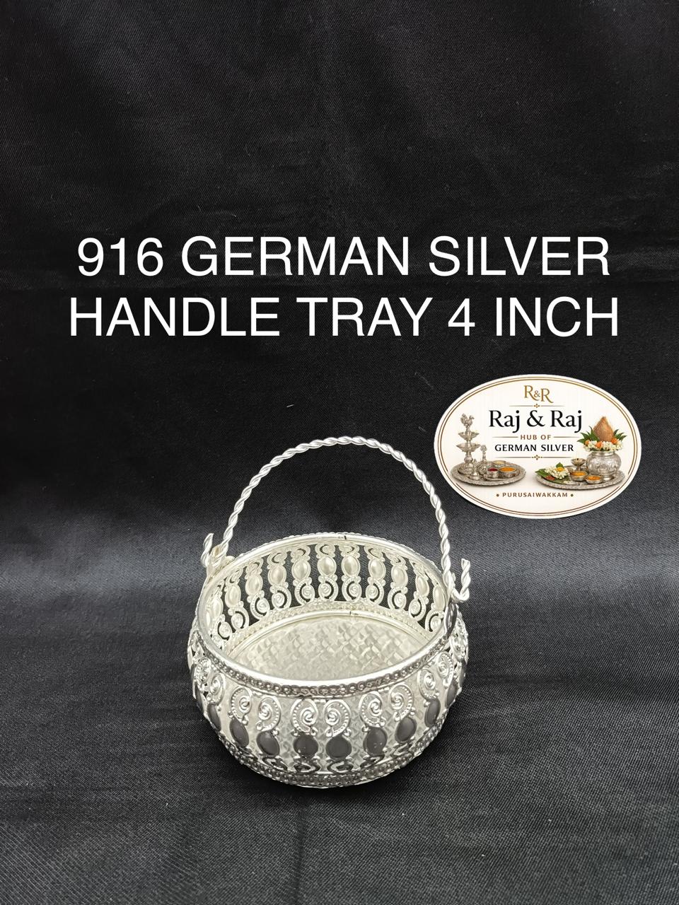 916 German Silver Handle 4 Inch Tray
