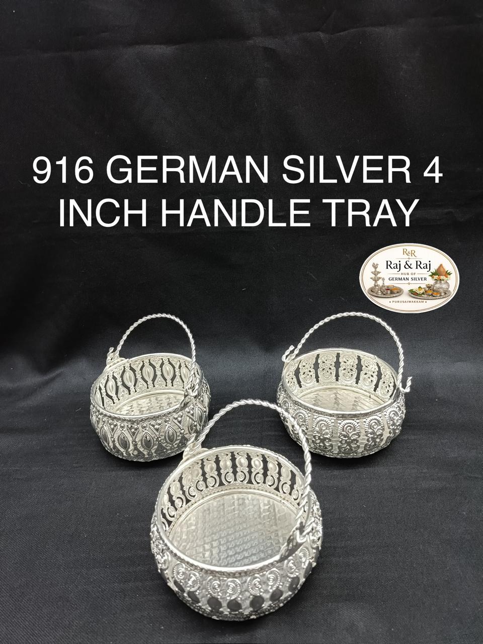916 German Silver Handle 4 Inch Tray