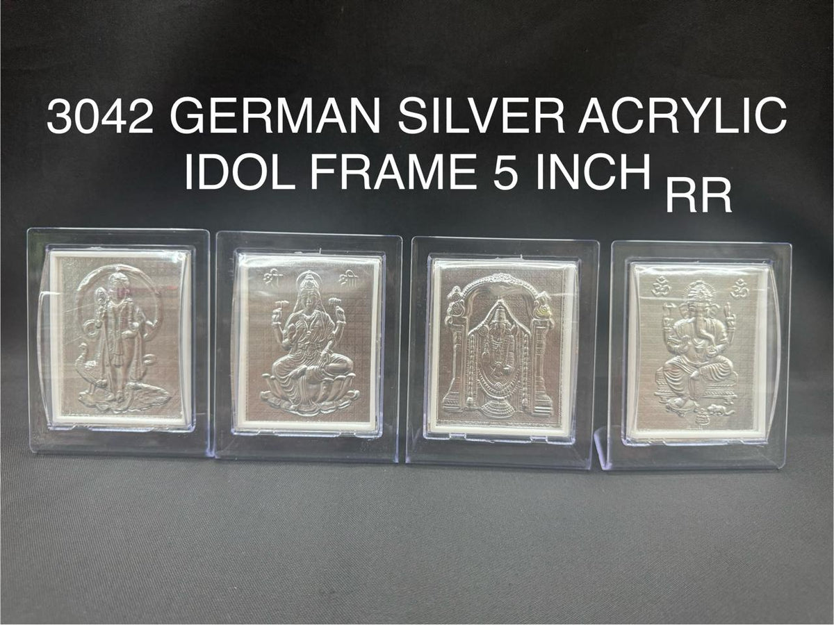 3042 German Silver Acrylic Idol Frame 5 Inch