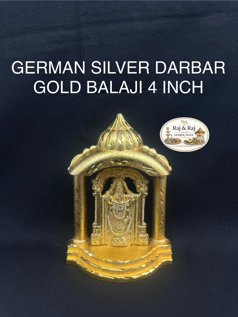 German Silver Arch Darbar Gold Balaji 4 Inch