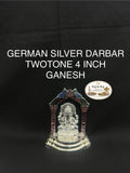 German Silver Darbar Twotone Ganesh 4 Inch