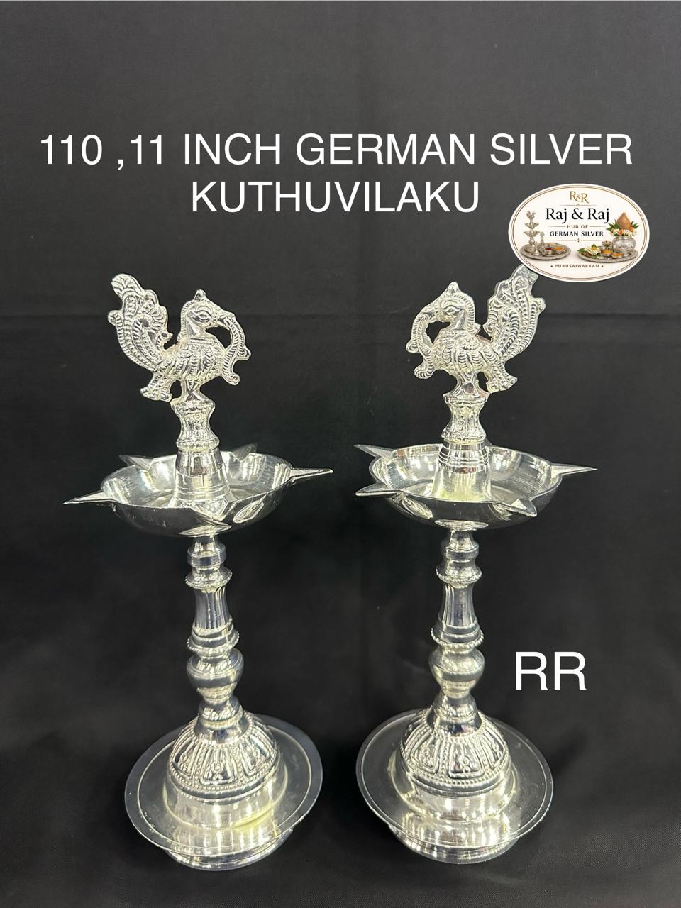 110 German Silver Kuthuvilaku 11 Inch