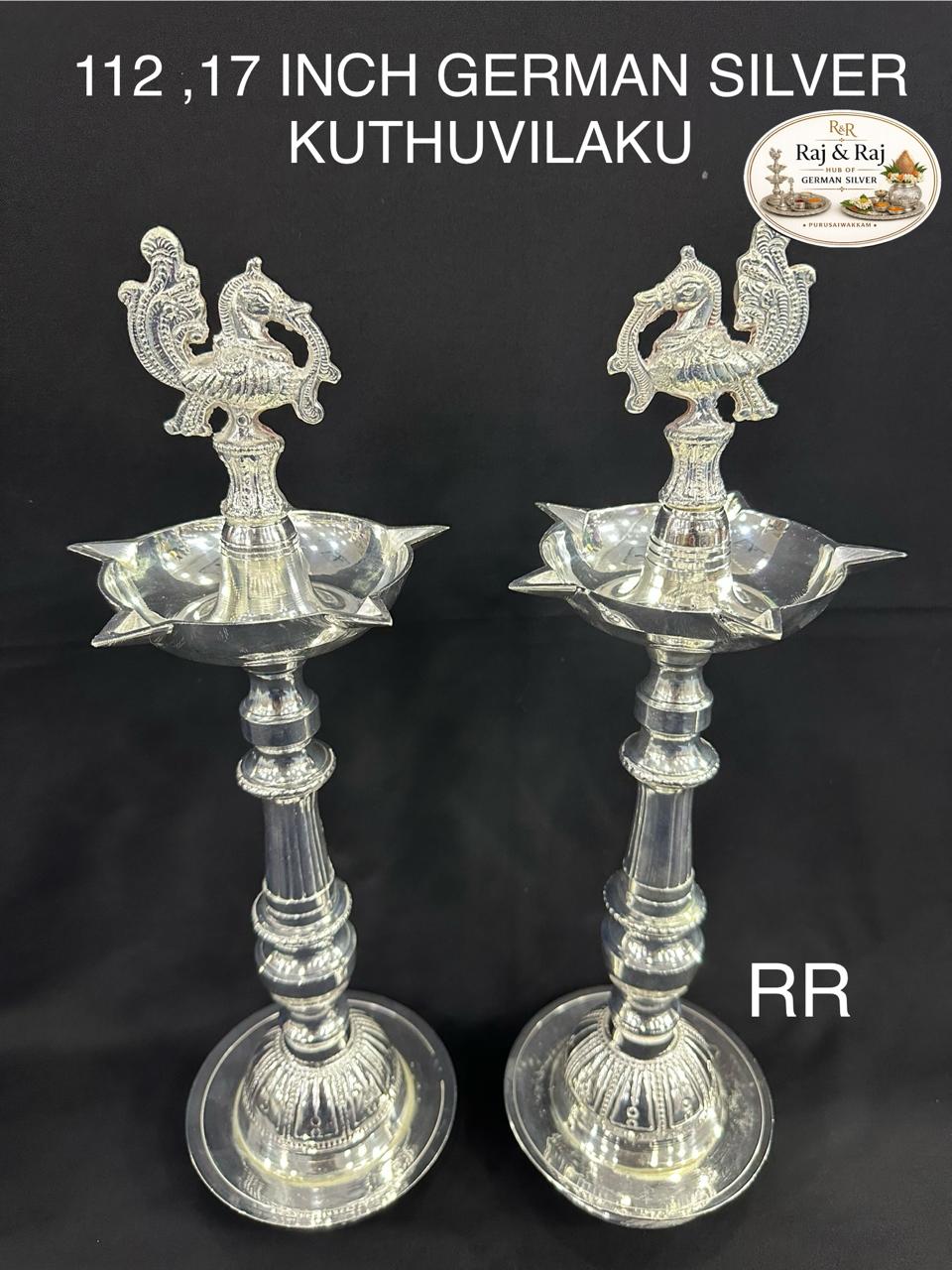 112 German Silver Kuthuvilaku 17 Inch