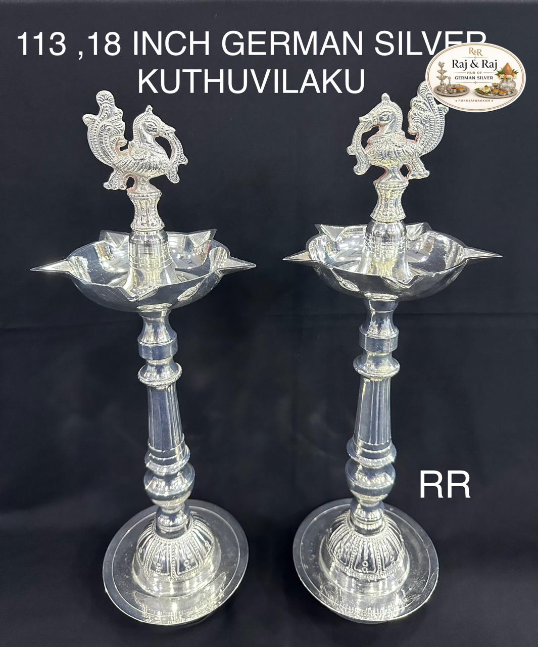 113 German Silver Kuthuvilaku 18 Inch