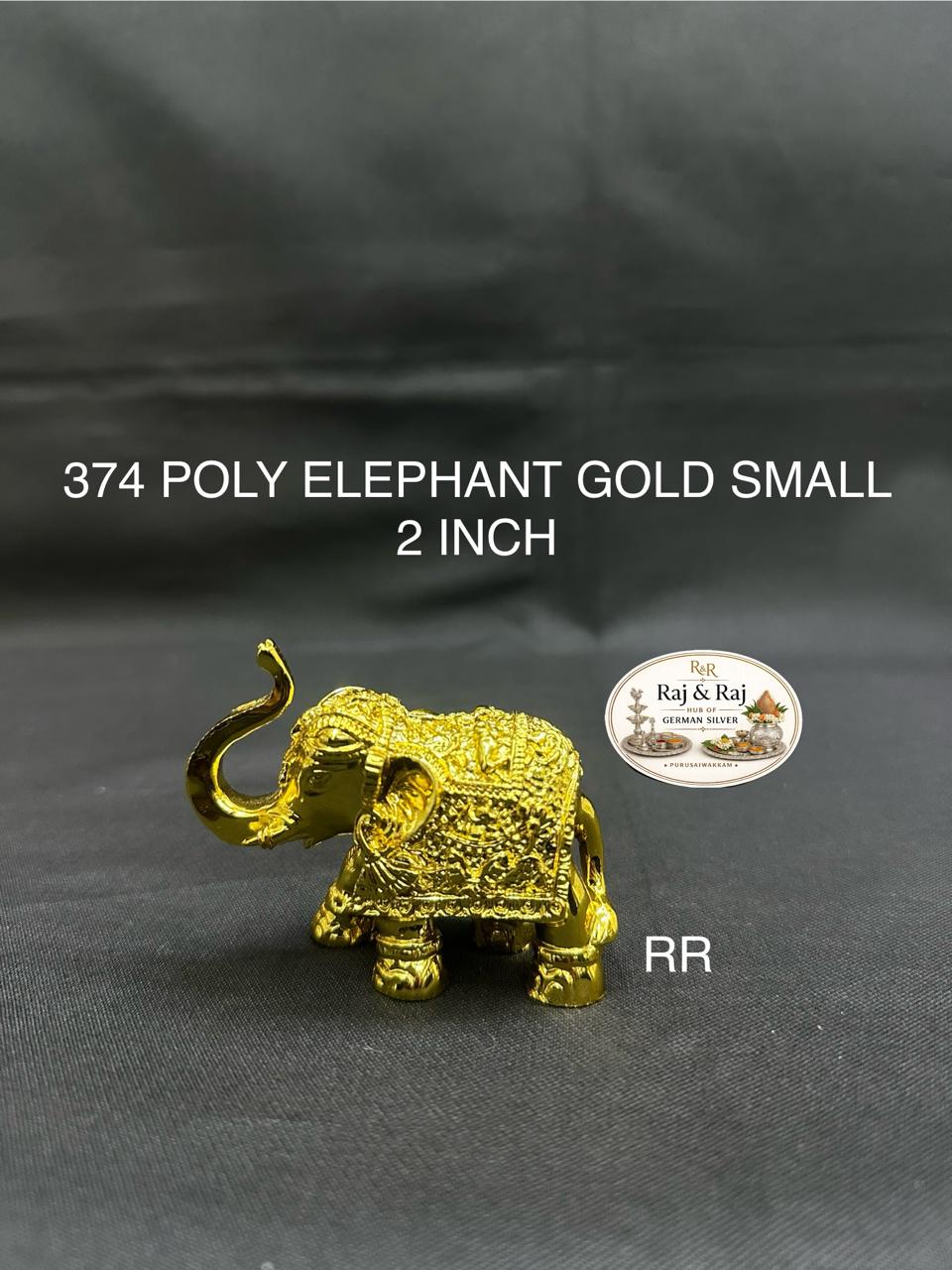 374 Poly Elephant Show Pc Gold Small 2 Inch
