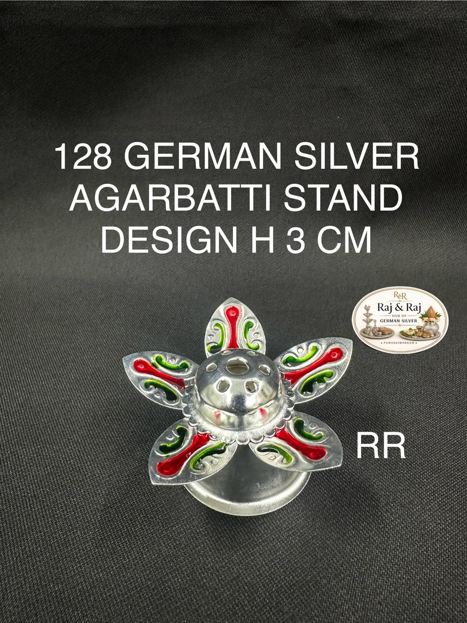 128 German Silver Agarbati Stand Design H 3 Cm