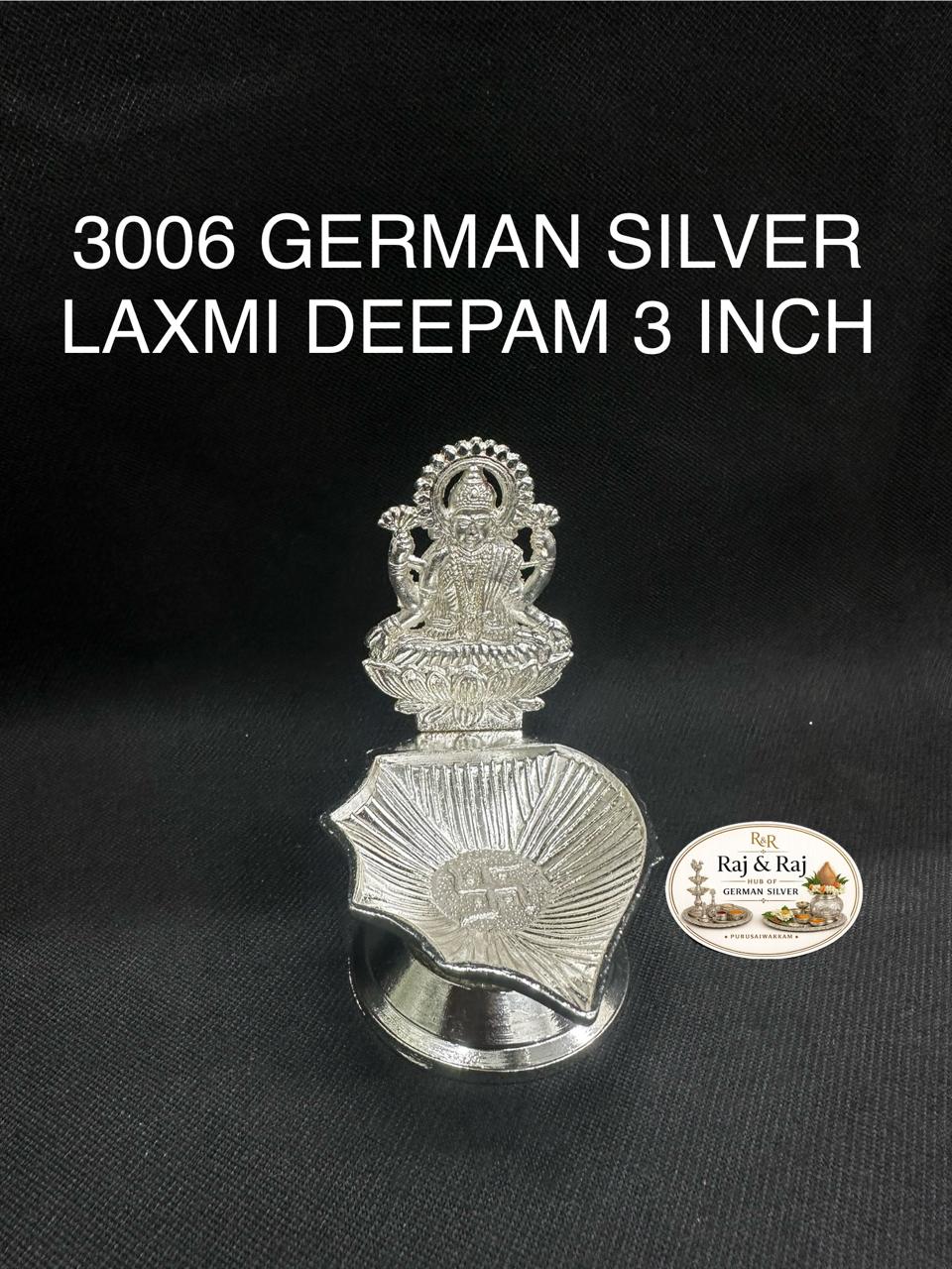 3006 German Silver Laxmi Deepam 3 Inch