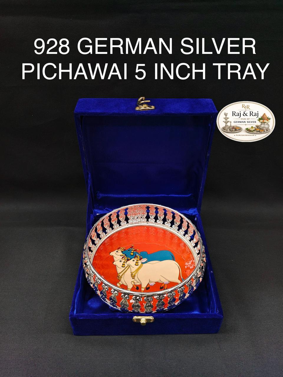 928 German Silver Pichawai Tray 5 Inch With Premium Packing