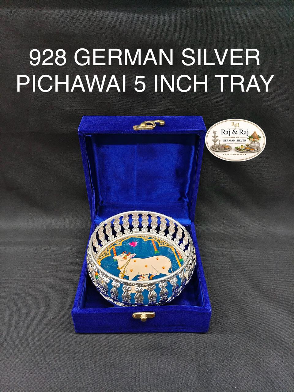 928 German Silver Pichawai Tray 5 Inch With Premium Packing