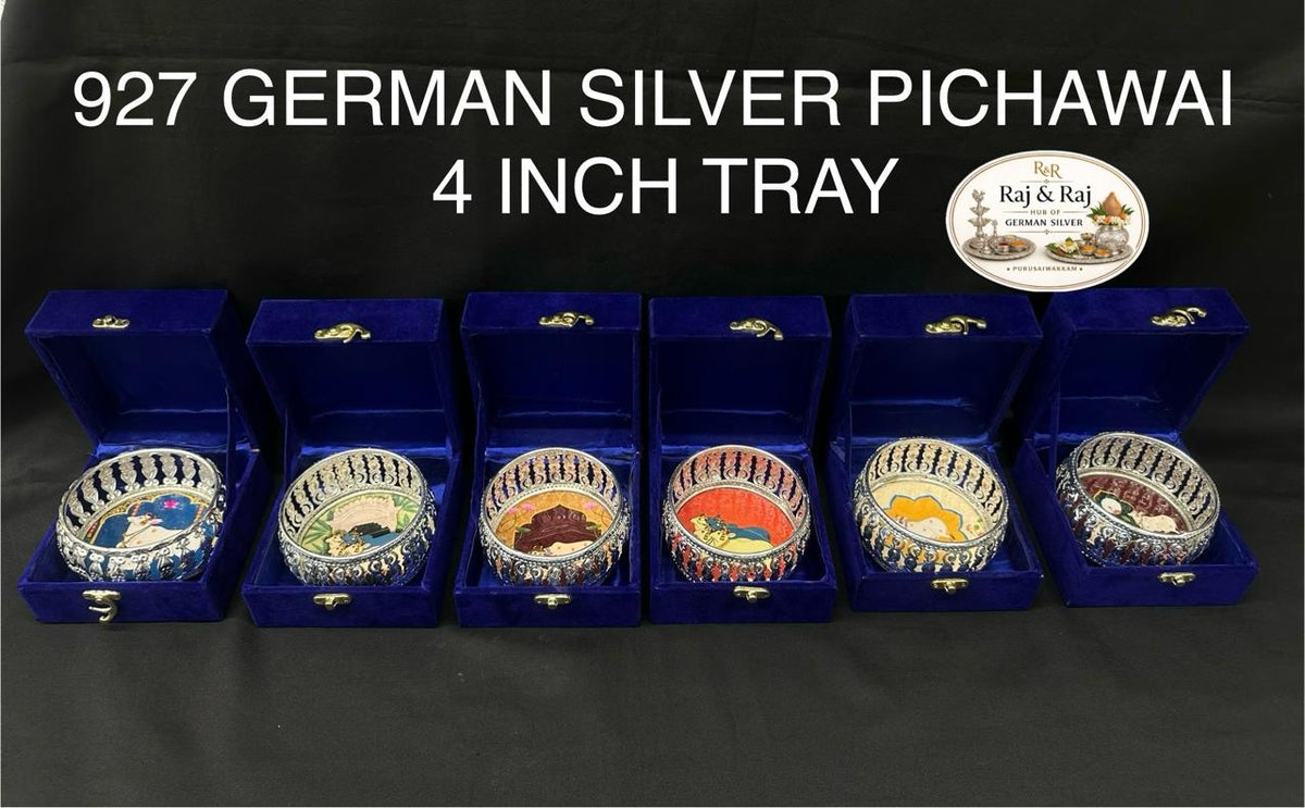 927 German Silver Pichawai Tray 4 Inch With Premium Packing