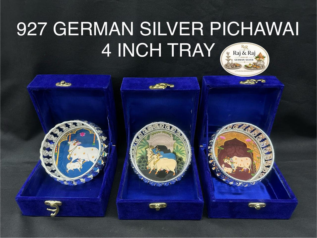 927 German Silver Pichawai Tray 4 Inch With Premium Packing