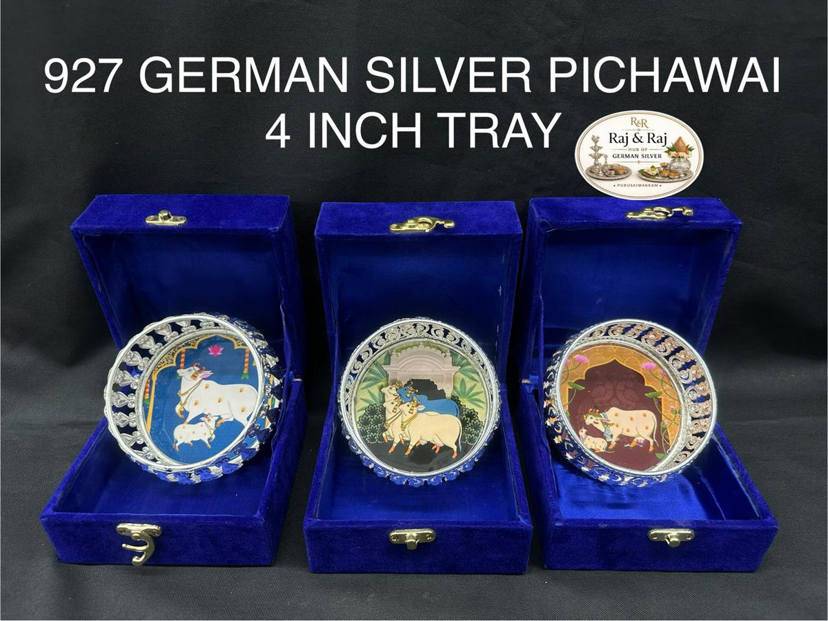 927 German Silver Pichawai Tray 4 Inch With Premium Packing