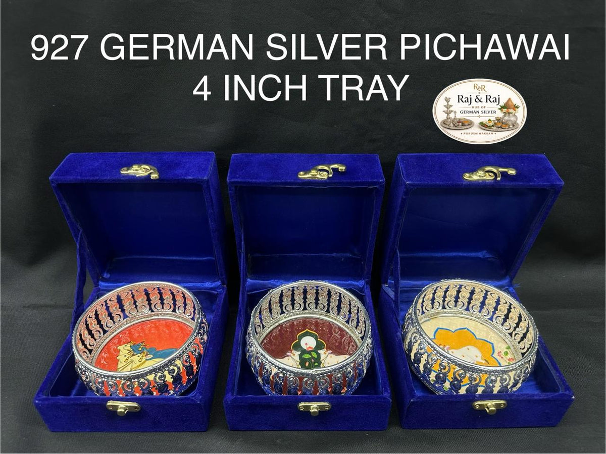 927 German Silver Pichawai Tray 4 Inch With Premium Packing