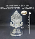 282 German Silver Kamashideepam 6 Inch