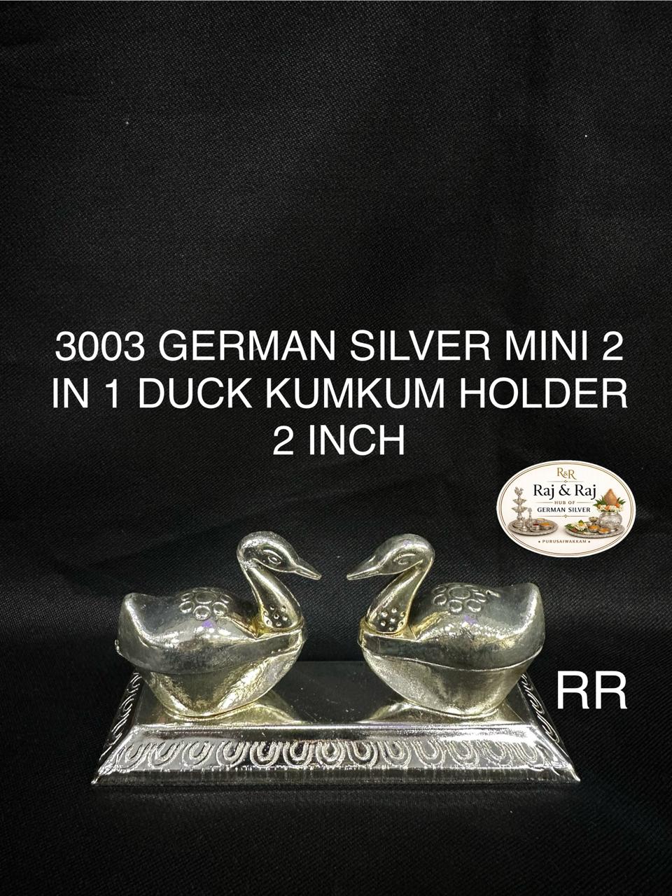 3003 German Silver Mini 2 In 1 Duck Kumkum Holder 2 Inch