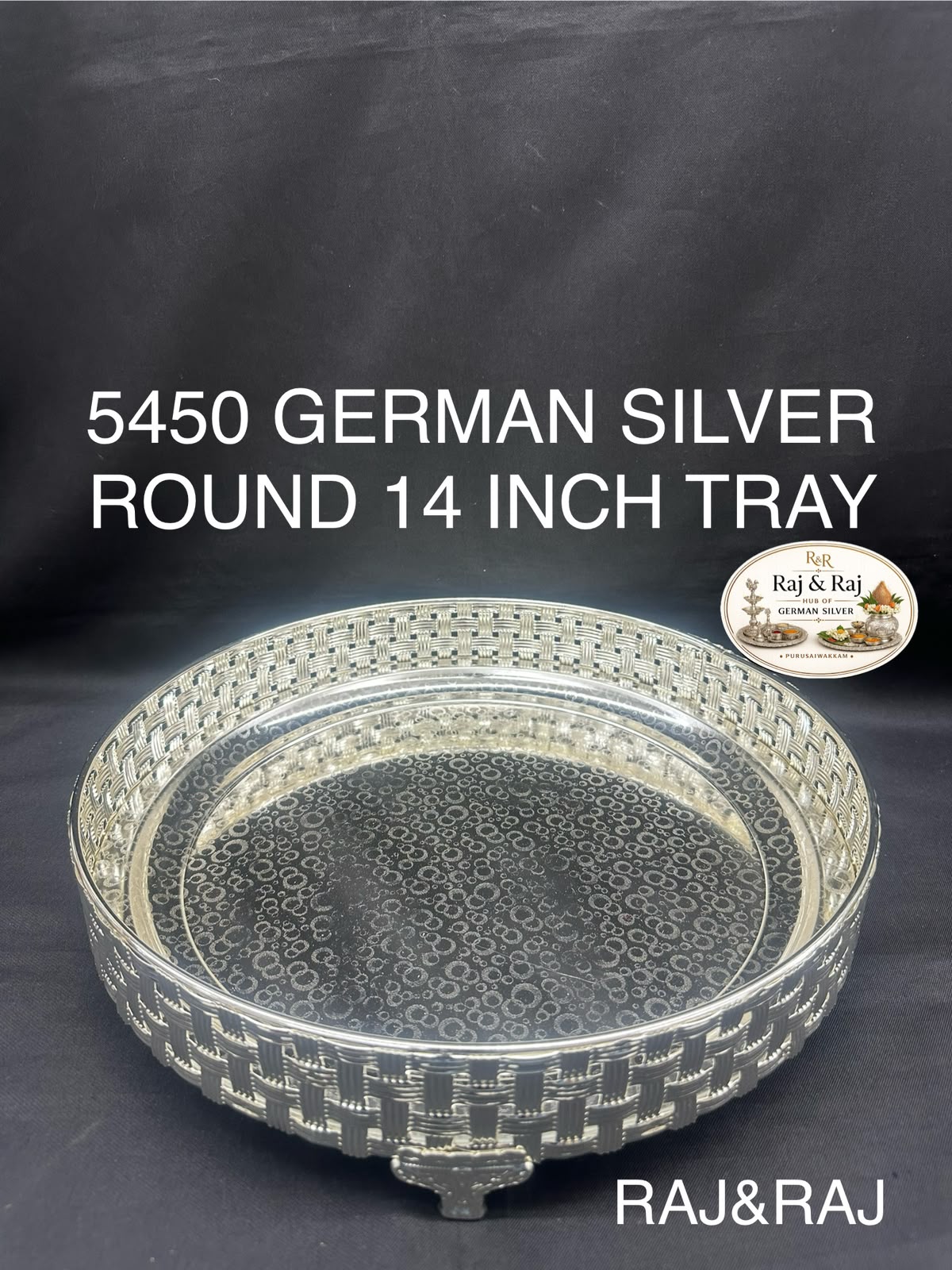 5450 German Silver Round 14 Inch Tray