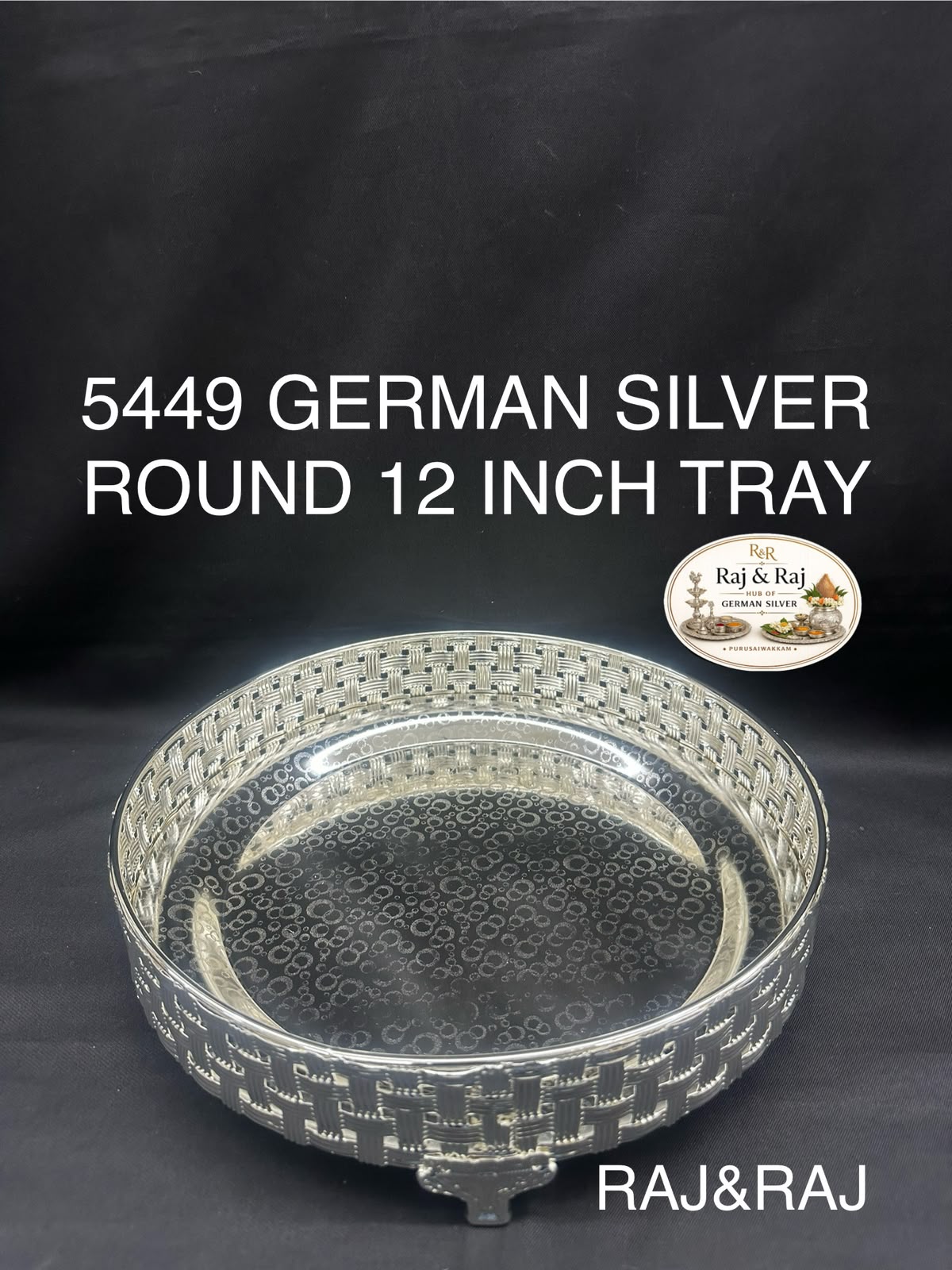 5449 German Silver Round 12 Inch Tray