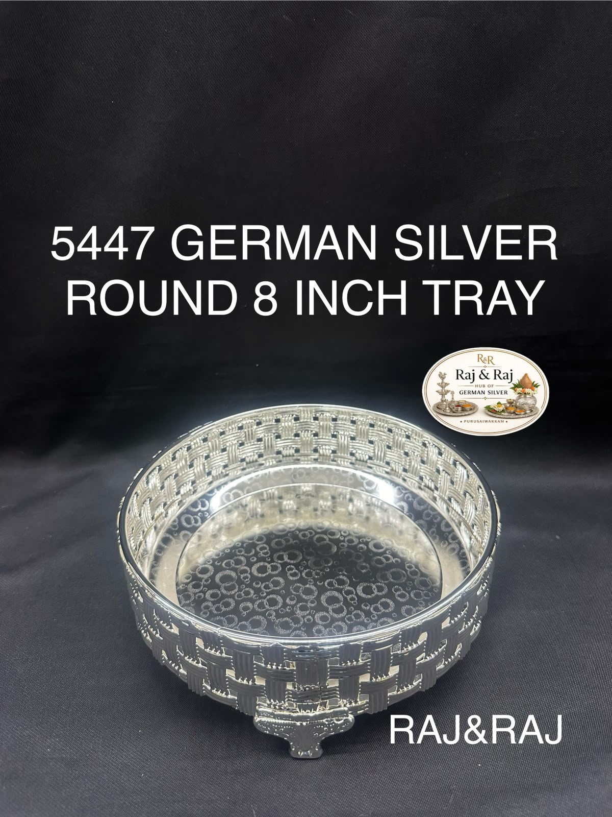 5447 German Silver Round 8 Inch Tray