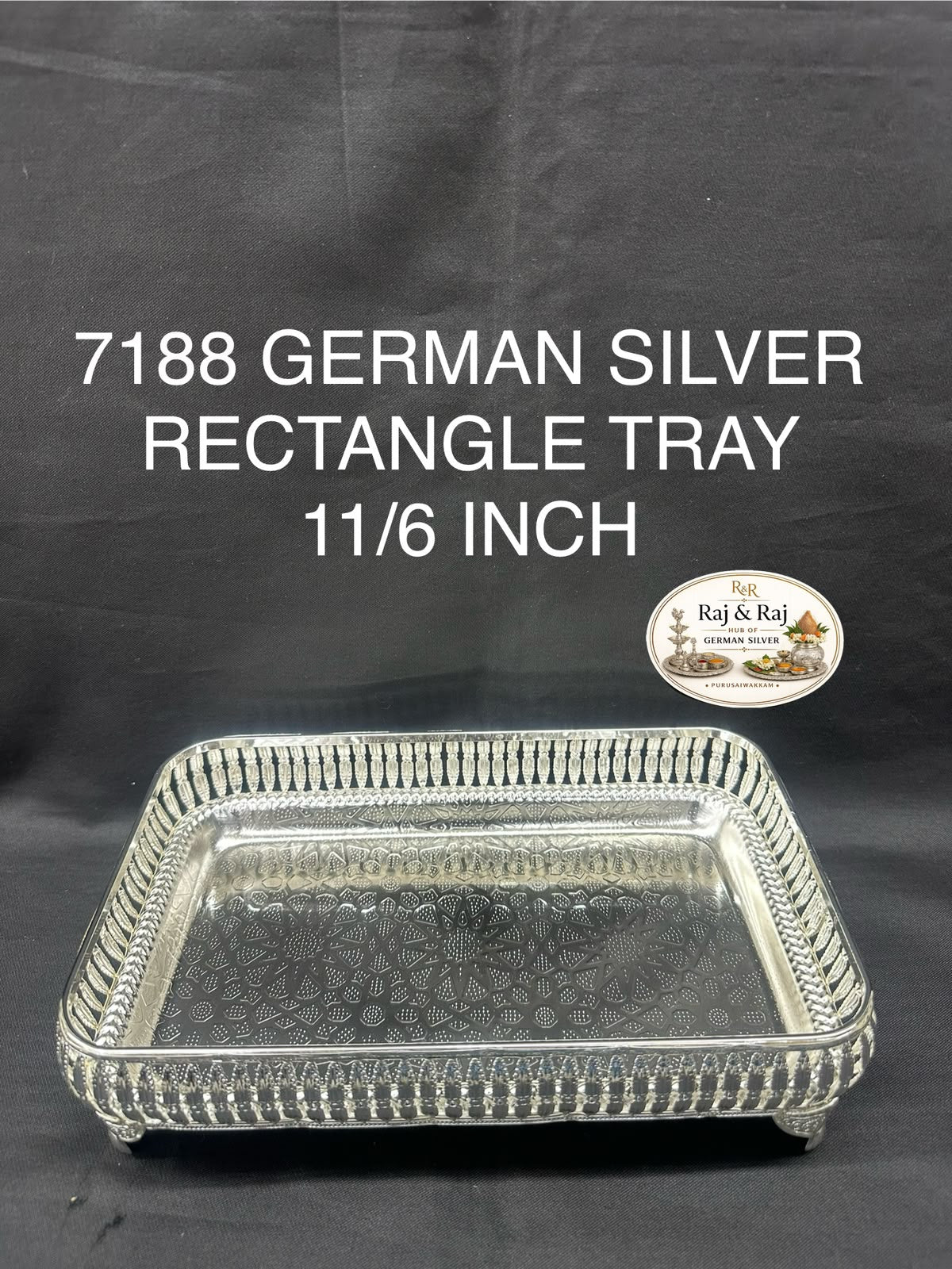 7188 German Silver Rectangle Tray 11/6 Inch