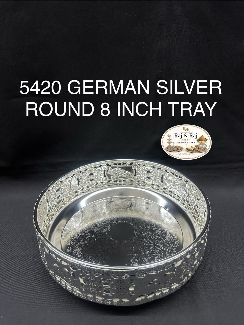 5420 German Silver Round 8 Inch Tray