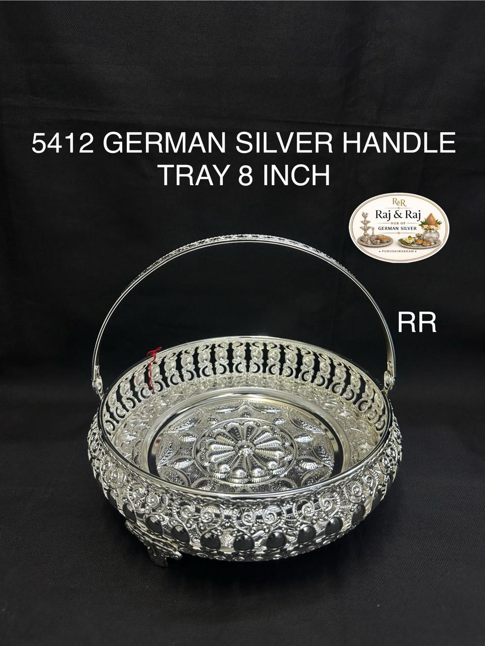 5412 German Silver Handle Tray 8 Inch