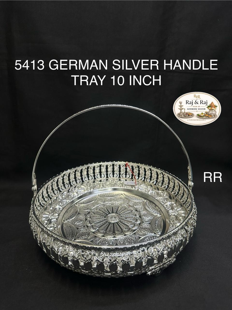 5413 German Silver Handle Tray 10 Inch