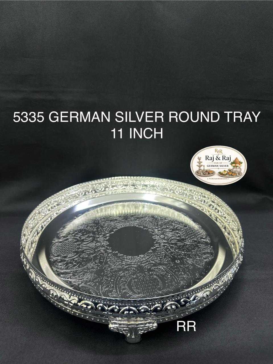 5335 German Silver Round Tray 11 Inch