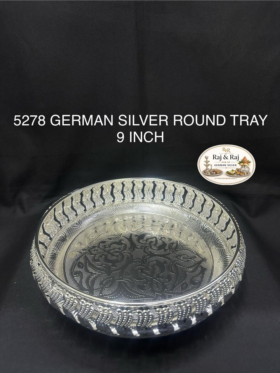 5278 German Silver Round Tray 9 Inch