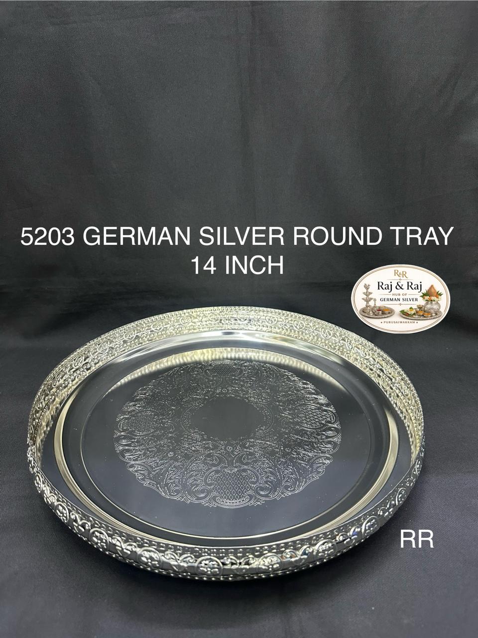 5203 German Silver Round Tray 14 Inch