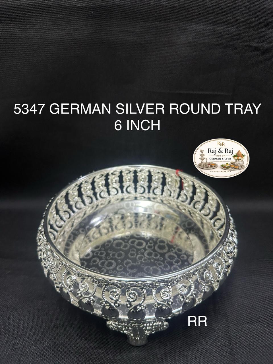5347 German Silver Round Tray 6 Inch
