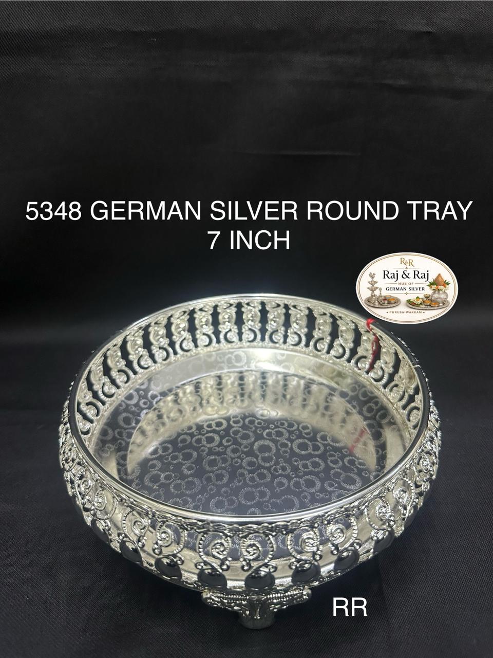 5348 German Silver Round Tray 7 Inch
