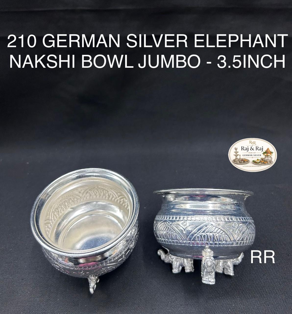 210 German Silver Elephant Leg Bowl Medium 3.5 Inch