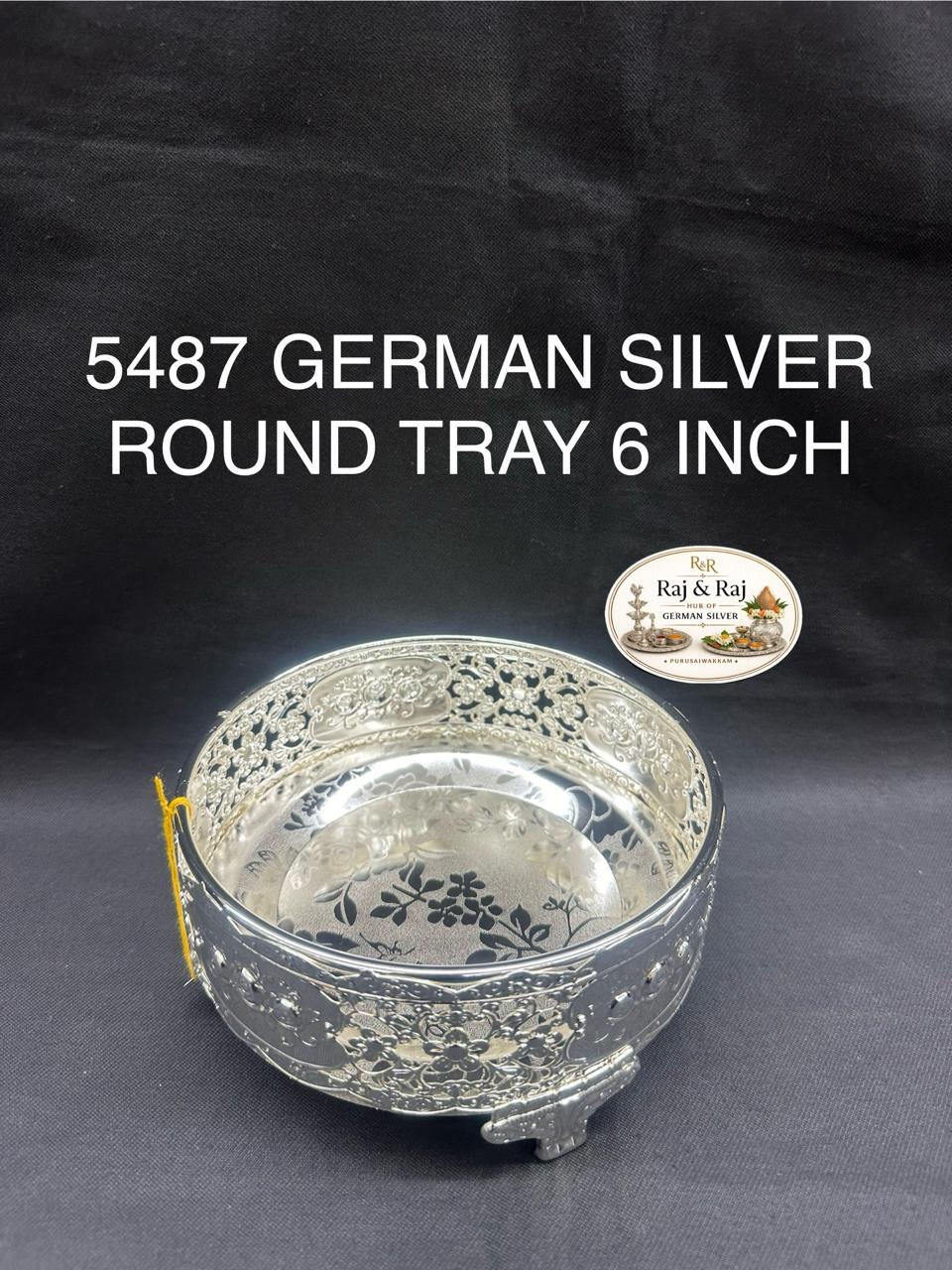 5487 German Silver Round Plate 6 Inch