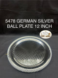 5478 German Silver Ball Pooja Plate 12 Inch