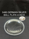 5480 German Silver Ball Pooja Plate 8 Inch