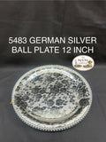 5483 German Silver Ball Pooja Plate 12 Inch