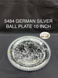5484 German Silver Ball Pooja Plate 10 Inch