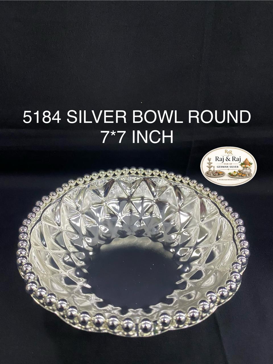 5184 German Silver Round Bowl 7*7 Inch