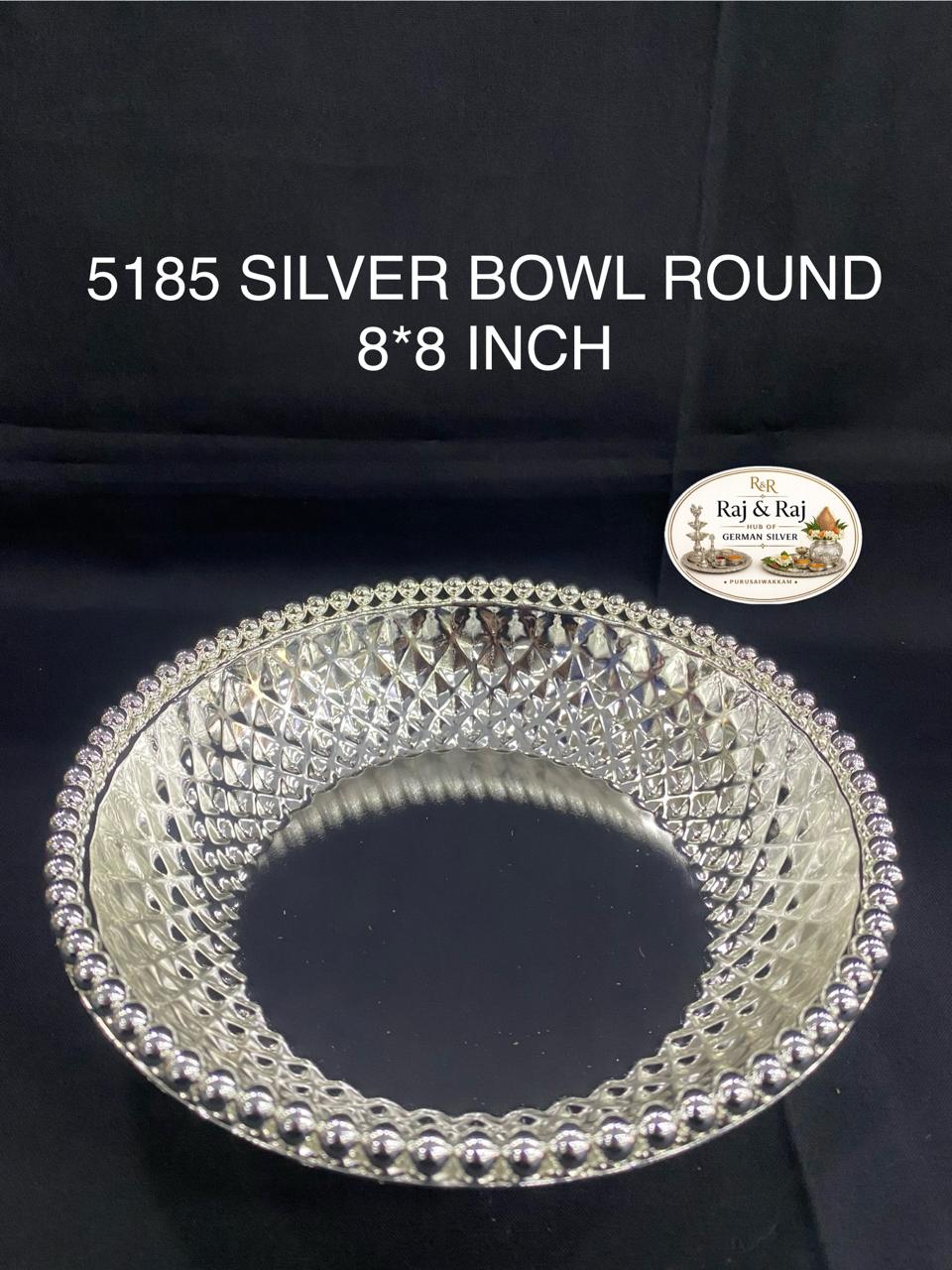 5185 German Silver Round Bowl 8*8 Inch