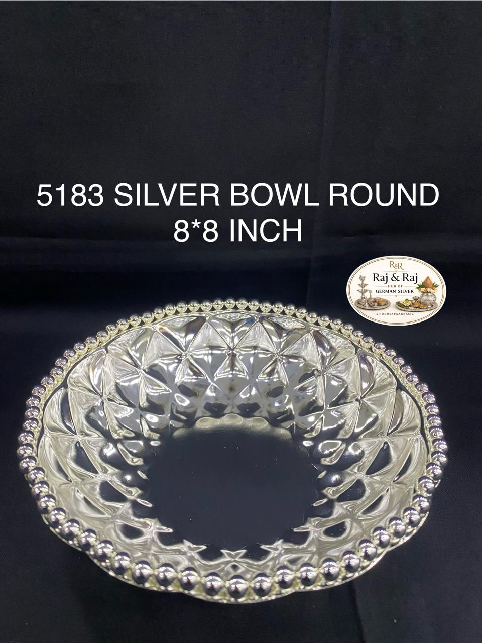 5183 German Silver Round Bowl 8*8 Inch